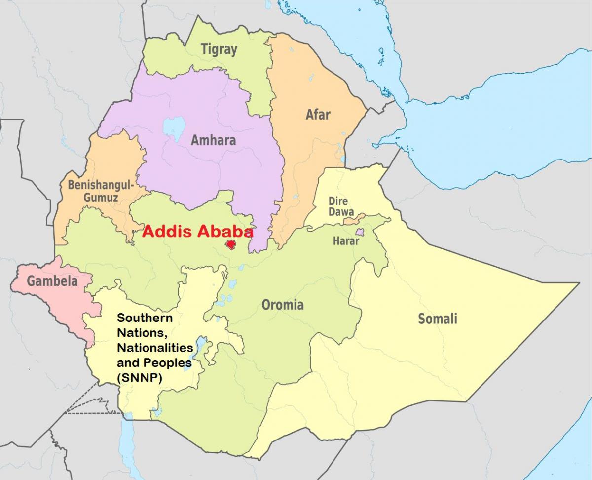 addis abebe Etiópia mapa sveta