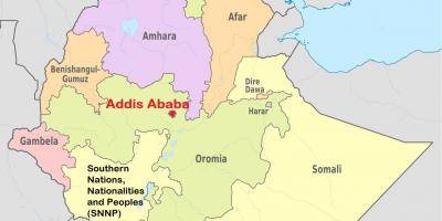 Addis abebe Etiópia mapa sveta