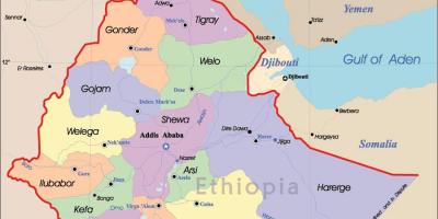 Etiópia mapu s mestá