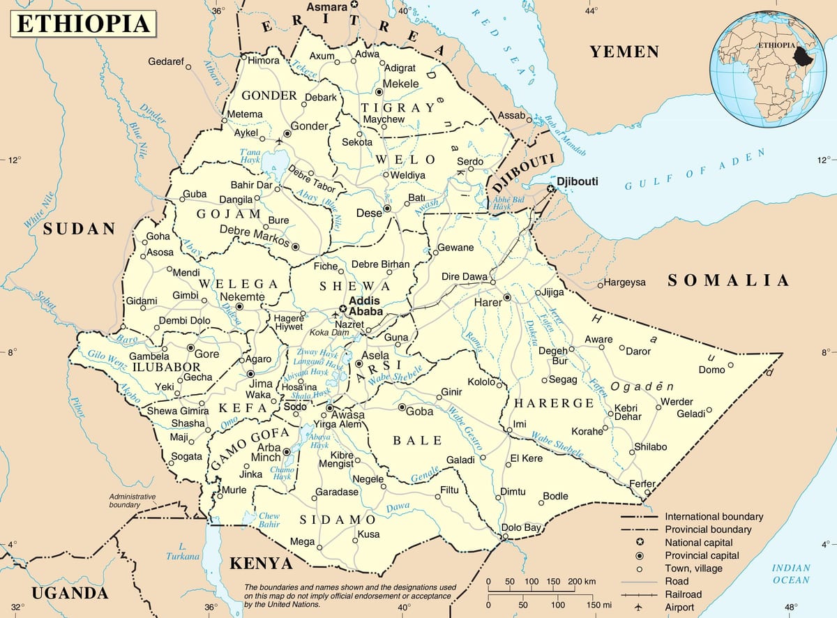 mapa v Etiópii
