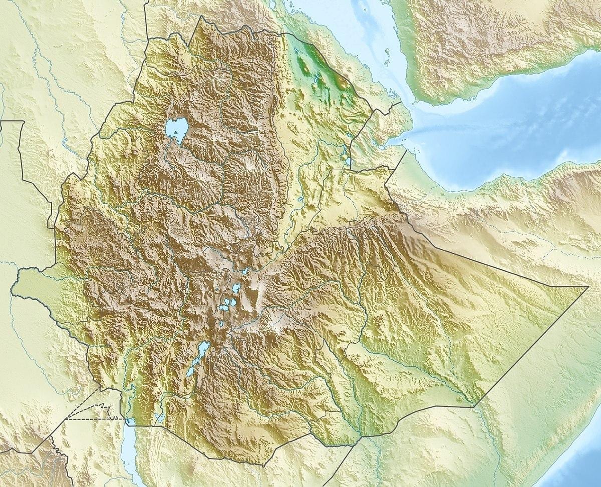 mapa Etiópskej horách