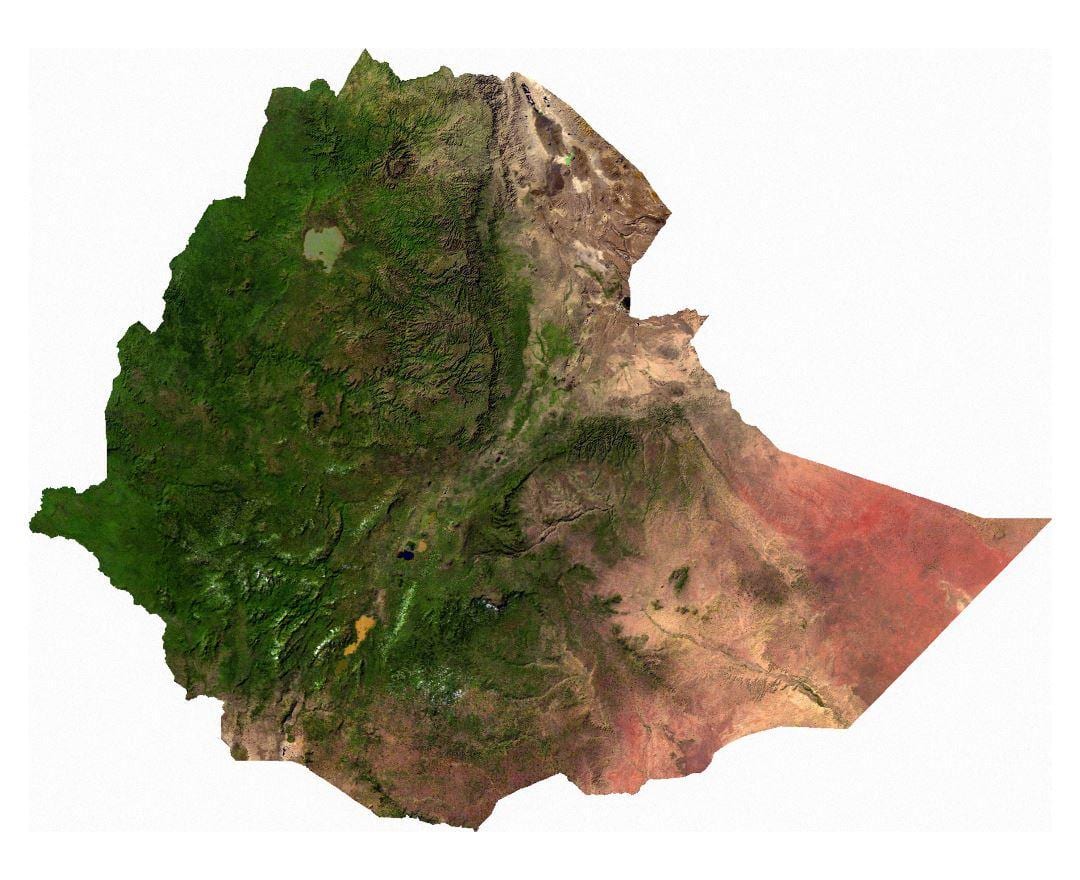 Etiópia satelitná mapa