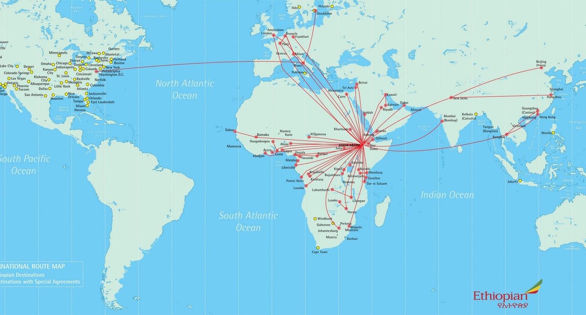 mapa trasy Etiópskej