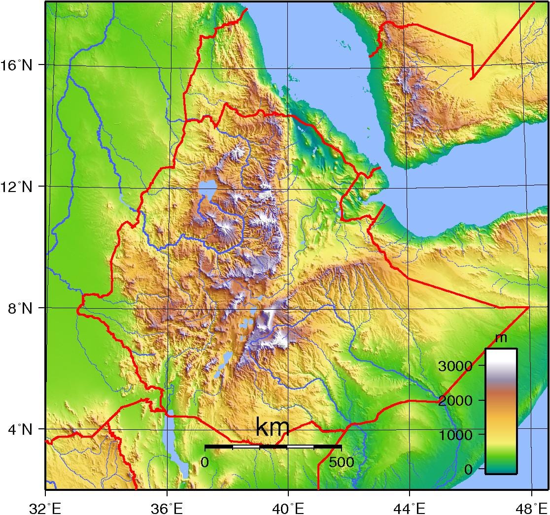 Etiópia topografických máp