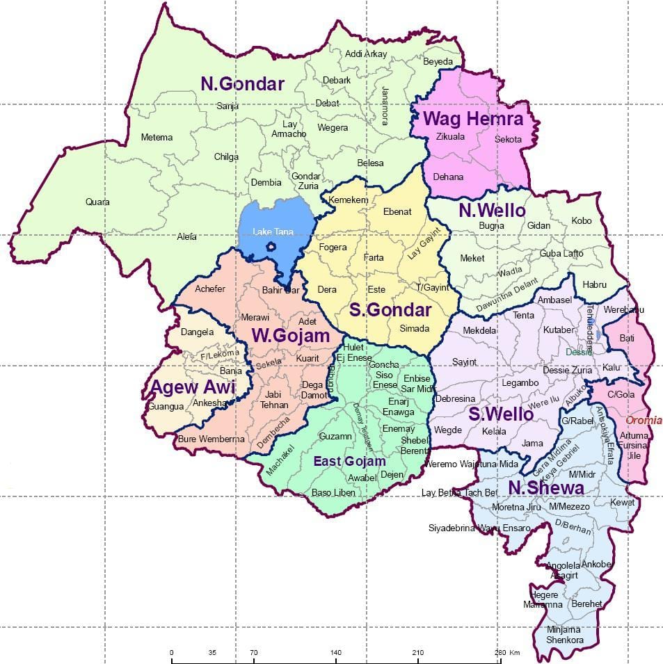 Etiópia gondar mapu