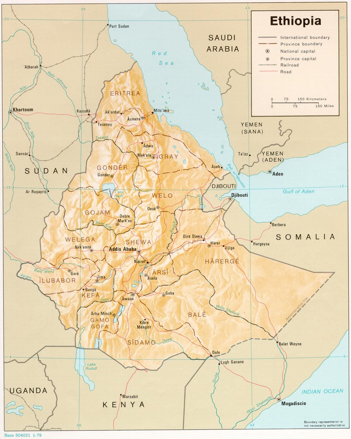 mapa Etiópia počas derg