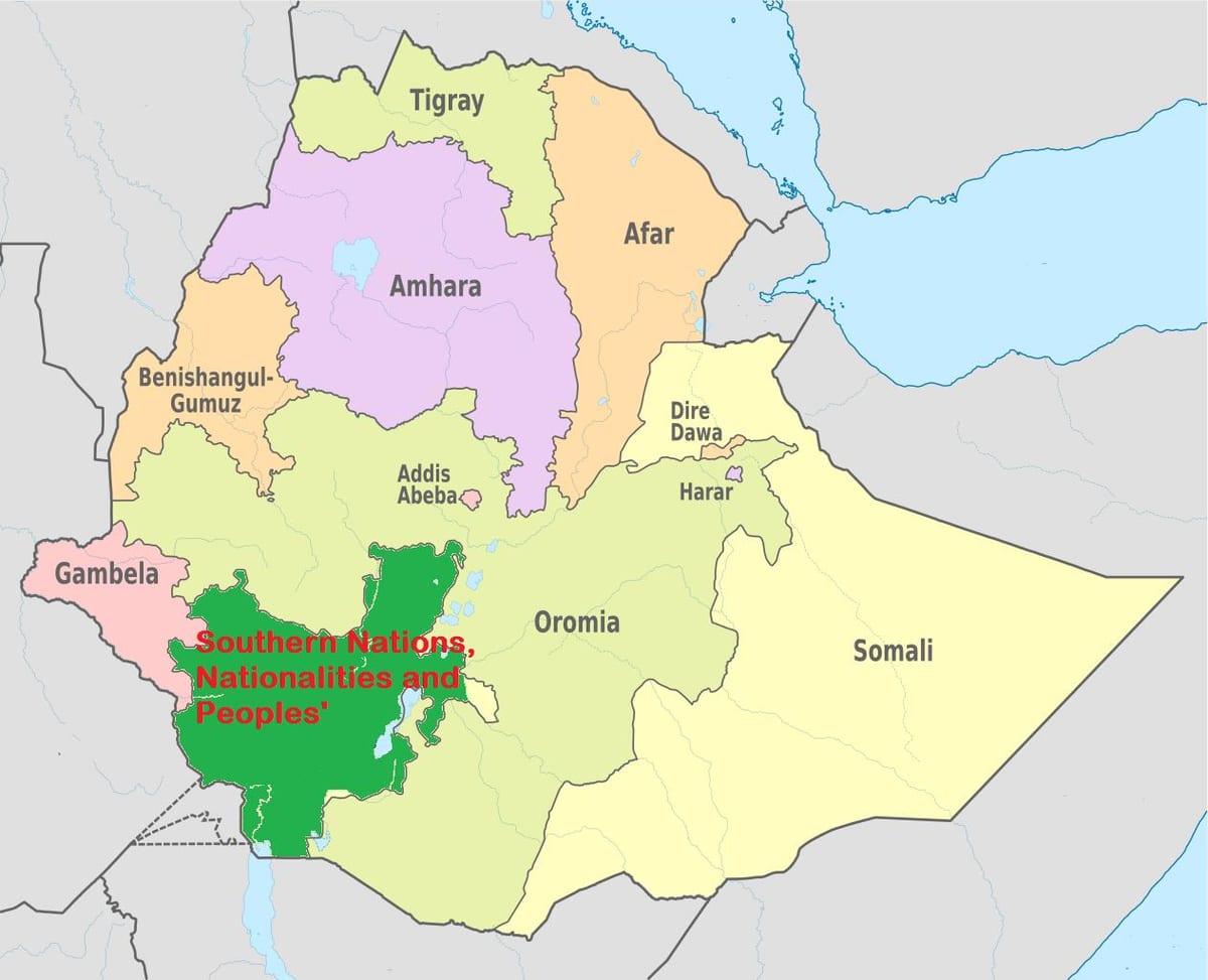 mapa snnpr Etiópia