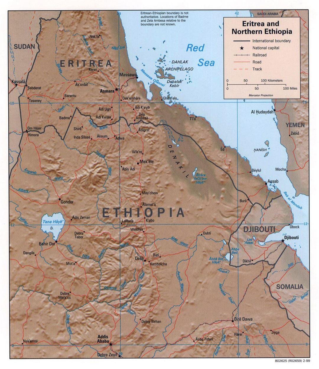 mapa severnej Etiópii