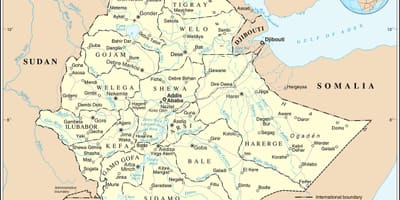 Aktuálna mapa Etiópia