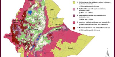 Mapa Etiópia malária