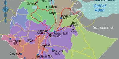 Etiópia mape polohu