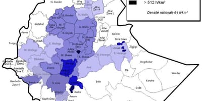 Etiópia hustota obyvateľstva mapu