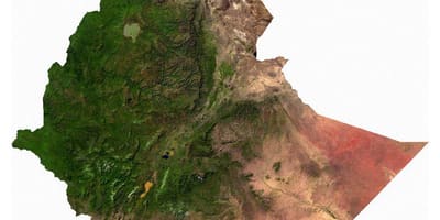 Etiópia satelitná mapa