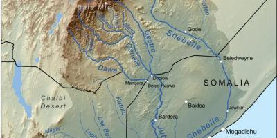 Etiópsky povodí mapu